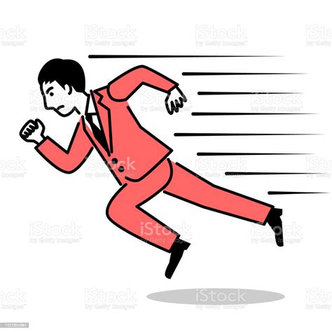 Business Man Running Fast Vector Illustration Stock Illustration