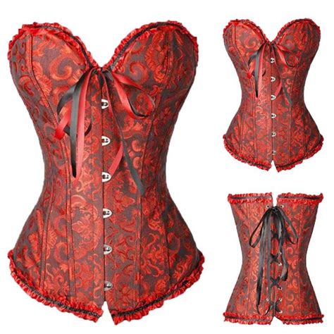 Satin Knochen Schn Rung Steampunk Korsett Sexy Bustier Frauen