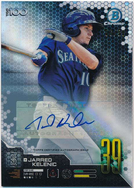 Jarred Kelenic Mlb Bowman Chrome Top Refractor Signature Auto