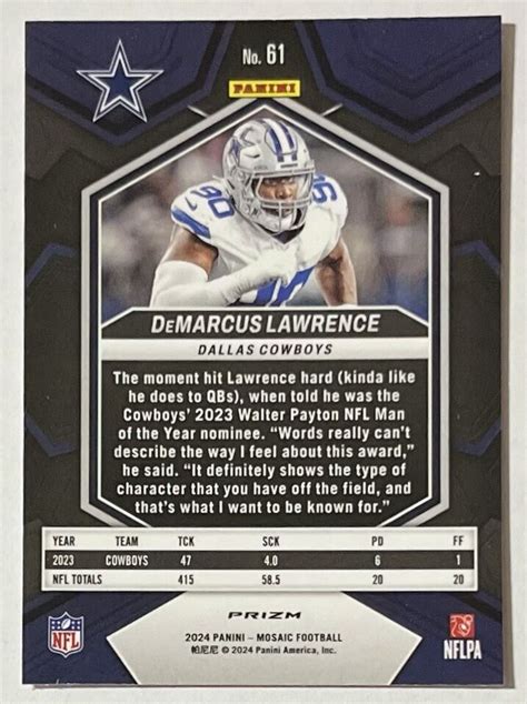 DeMarcus Lawrence 2024 Panini Mosaic Pink Camo Mosaic 61 Dallas