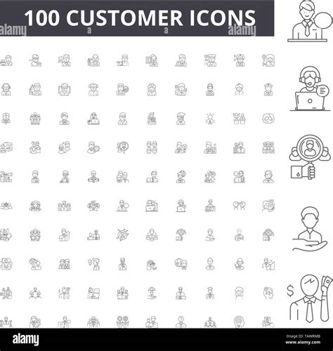 Customer Line Icons Signs Vector Set Outline Illustration Concept