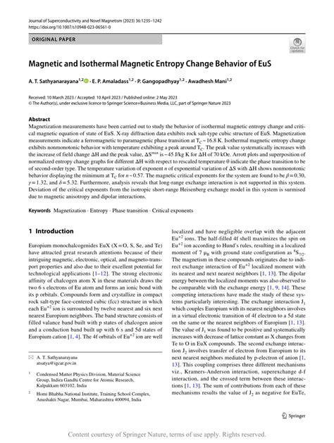 Magnetic And Isothermal Magnetic Entropy Change Behavior Of EuS