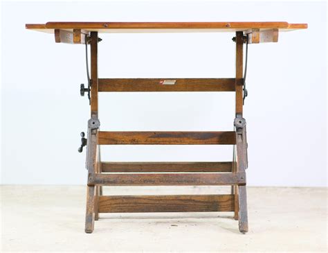 Solid Oak Drafting Table By Hamilton Manufacturing Co W Pine Top For