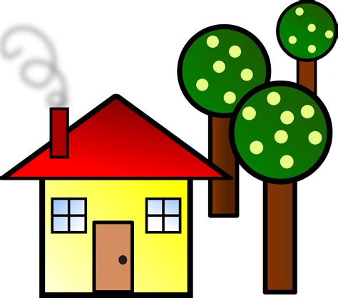 Clipart - house with trees