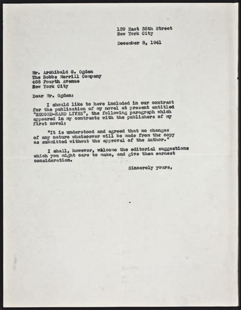 To Archibald Ogden Letter 69 AynRand Org