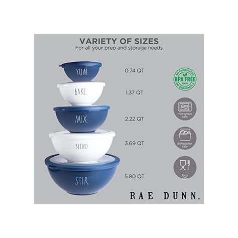 Buy Rae Dunn Mixing Bowls With Lids Piece Plastic Nesting Bowls