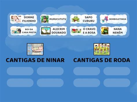 Cantigas de ninar x Cantigas de roda - Group sort