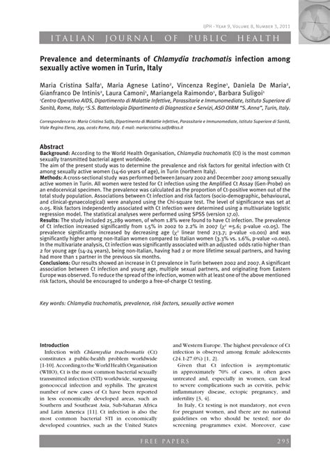 Pdf I T A L I A N Prevalence And Determinants Of Chlamydia