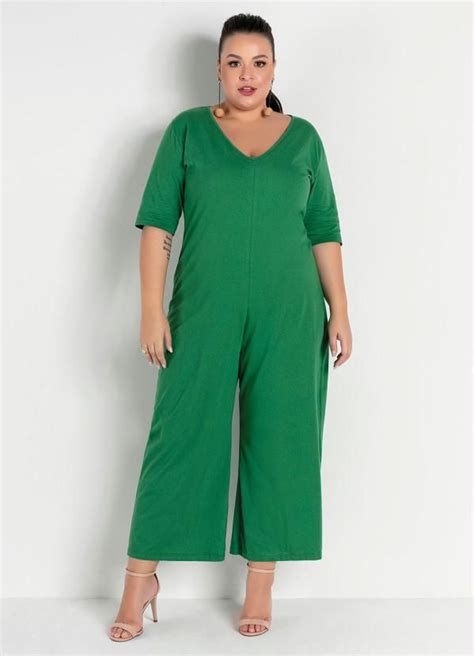 Macac o Verde Amarra o nas Costas Plus Size Macacão verde