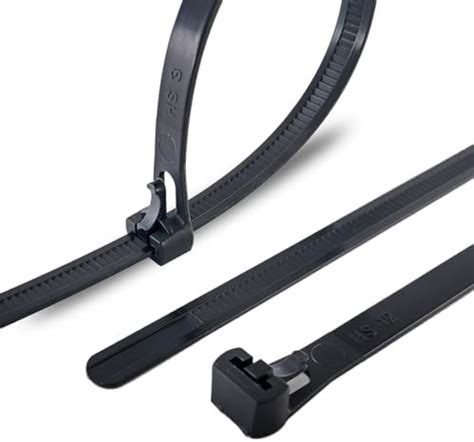 Hs Reusable Cable Zip Ties Inch Pack Uv Black Releasable Nylon