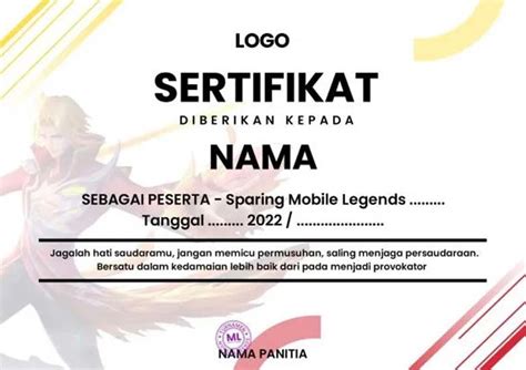 Contoh Sertifikat Mobile Legends Cara Buat