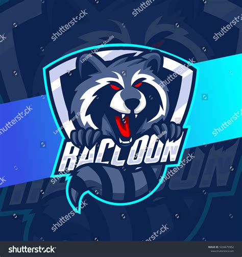 Raccoon Mascot Esport Logo Designs Royalty Free Stock Vector