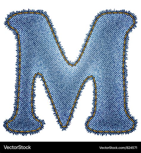 Jeans Alphabet Denim Letter M Royalty Free Vector Image