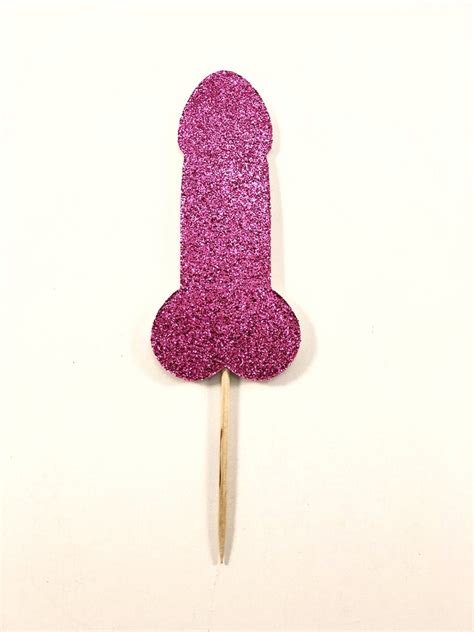 Penis Cupcake Toppers Glitter Cake Topper Bachelorette Etsy