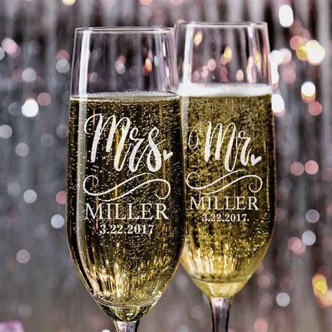 Set Of Mr Mrs Wedding Toasting Flutes Wedding Champagne