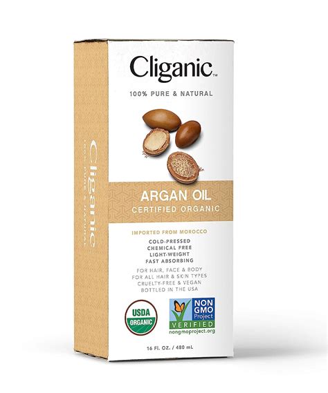 Cliganic Organic Argan Oil 16oz With Dispenser 100 Pure Bulk For Hair