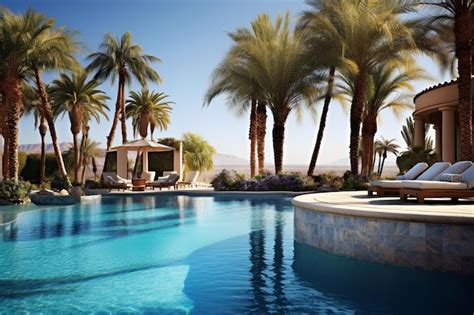 Premium Photo Beautiful Luxury Swimming Pool With Palm Tree