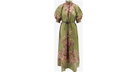 Zimmermann Ottie Swing Floral Midi Dress In Green Lyst