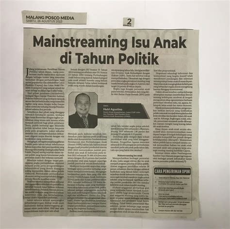 Mainstreaming Isu Anak Di Tahun Politik Malang Posco Media UMM