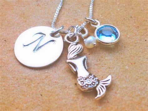 Beach Necklace Ocean Necklace Mermaid Necklace Initial Etsy