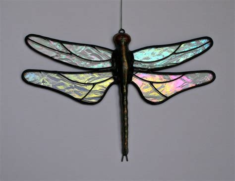 Stained Glass DRAGONFLY Suncatcher Clear by stainedglasswhimsy