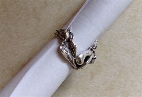 Solid Sterling Silver Nude Mermaid Lady Woman Ring Unique Etsy