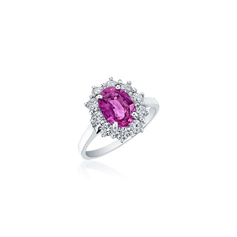 Oval Pink Sapphire Round Diamond Halo Ring Ses Creations