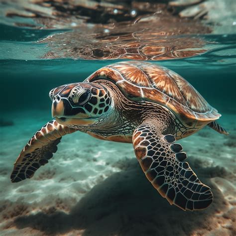 Una Tortuga Nadando En El Agua Foto Premium