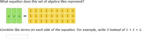 Ixl Model And Solve Equations Using Algebra Tiles 6th Grade Math