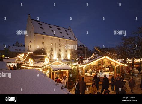 Germany Bavaria Ingolstadt Christmas-market evening city mood Advent ...