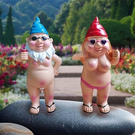 Tomtary 2Pcs Garden Gnomes Funny Garden Gnome Rude Gnomes Resin