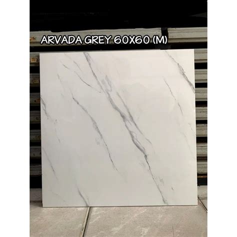 Jual 60x60 Semi Granit Mulia Tile Arvada Grey Model Mirip Granit Putih