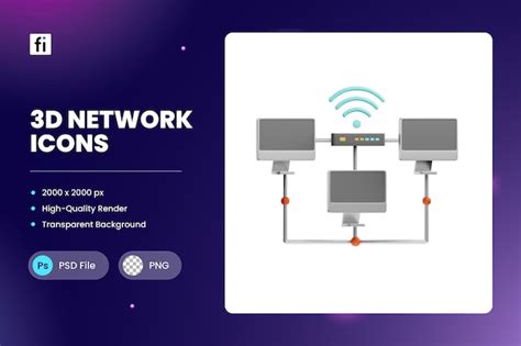 Icône 3D Illustration Réseau Local | PSD Premium 