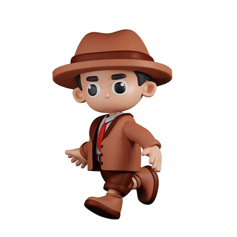 Pose De Corrida De Detetive De Personagem 3d PSD Premium