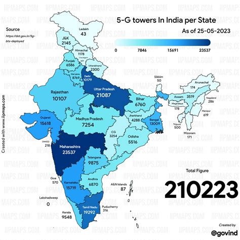 India in Pixels by Ashris on Twitter: "5-G towers In India per State by ...