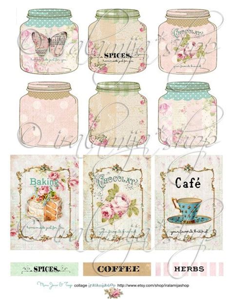 MINI JARS and TAGS Collage Digital Images printable Download - Etsy