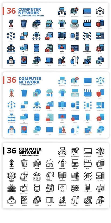 36 Computer Network Icons x 3 Styles | Network icon, Computer network, Icon x