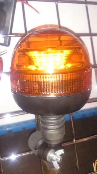 LED Rotating Flashing Amber Beacon Flexible DIN Pole Tractor Warning