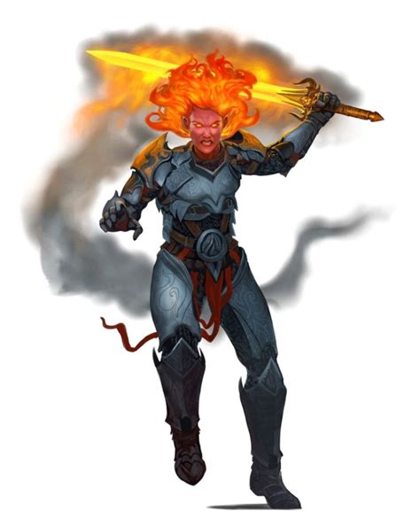 Female Fire Giant Fighter Pathfinder 2e Pfrpg Dnd Dandd 35 5e 5th Ed