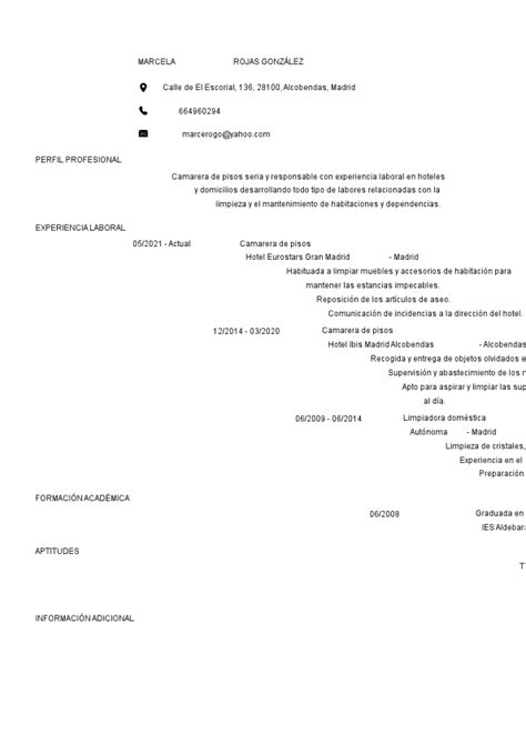 Ejemplos De Currículum Para Solicitud De Empleo