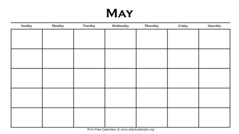 Printable May Calendars Blank Calendar