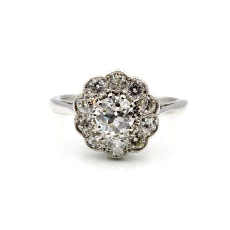 Ct White Gold Diamond Daisy Cluster Ring Steven Sher Antique Fine