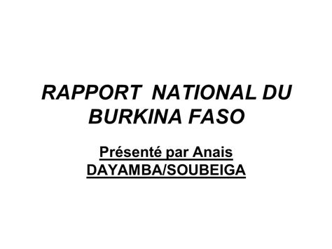 Rapport National Du Burkina Faso Ppt T L Charger