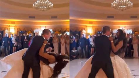 Falling In Love Bride And Groom Fall On Stage While Dancing On Their Wedding Day Watch Viral