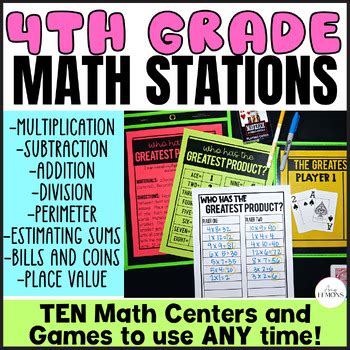 Th Grade Math Stations Set One By Amy Lemons Tpt