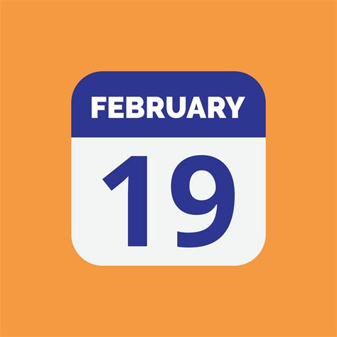 February 19 Calendar Date Icon 23393295 Vector Art at Vecteezy