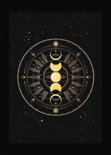 Moon Phase Totem Art Print Goddess Symbols Moon Art Moon Symbols