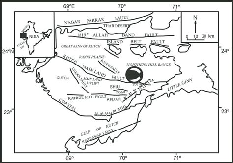 Tectonic Map Of Kutch Showing Major Fault Systems Adapted From Malik