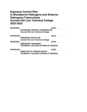 Fillable Online Exposure Control Plan To Bloodborne Pathogens And