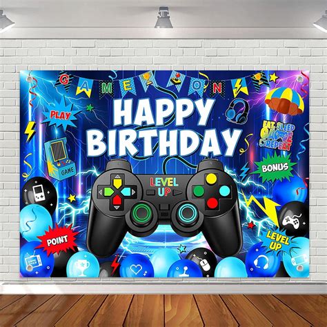 Video Game Happy Birthday Backdrop Gamer Birthday Party Decorations